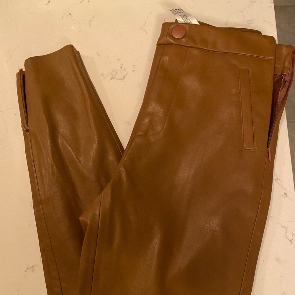 ZARA brown leather pants-never worn!